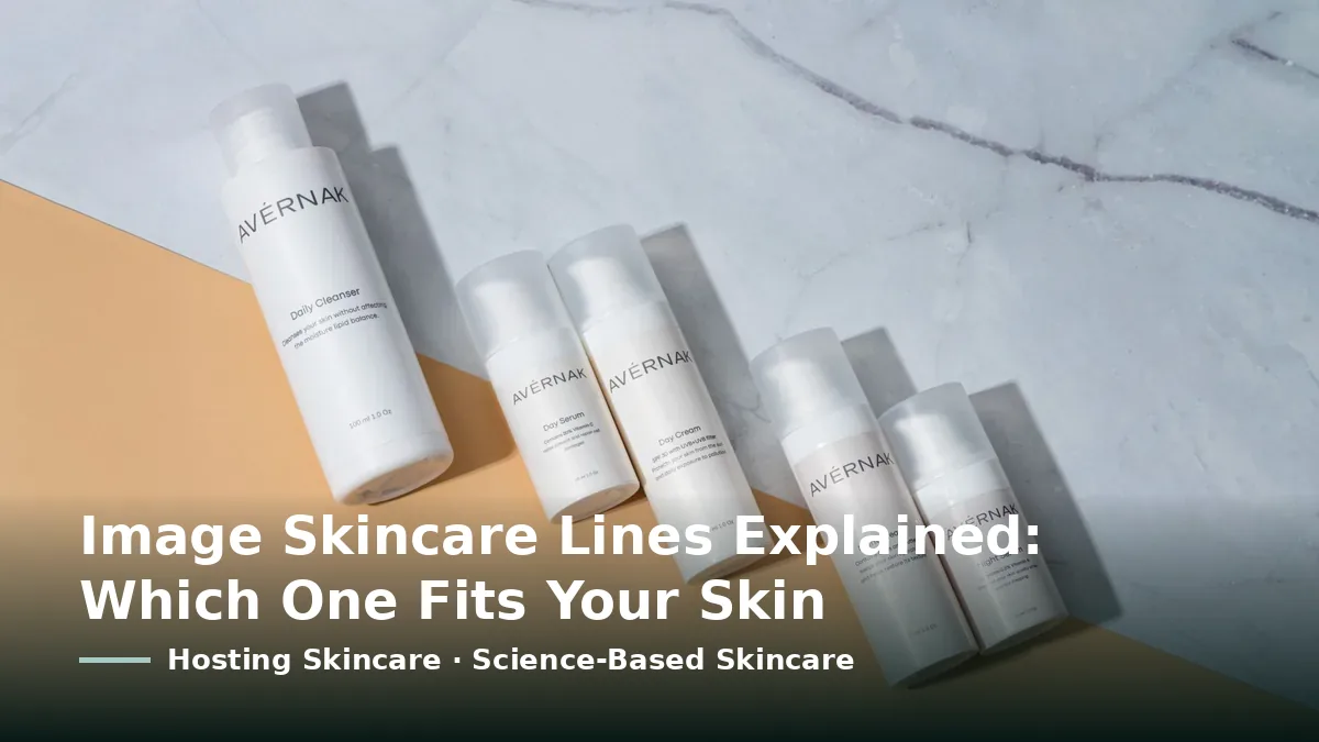 Cover card reading “Image Skincare Lines: Which One We'd Actually Start With” over a row of serum bottles